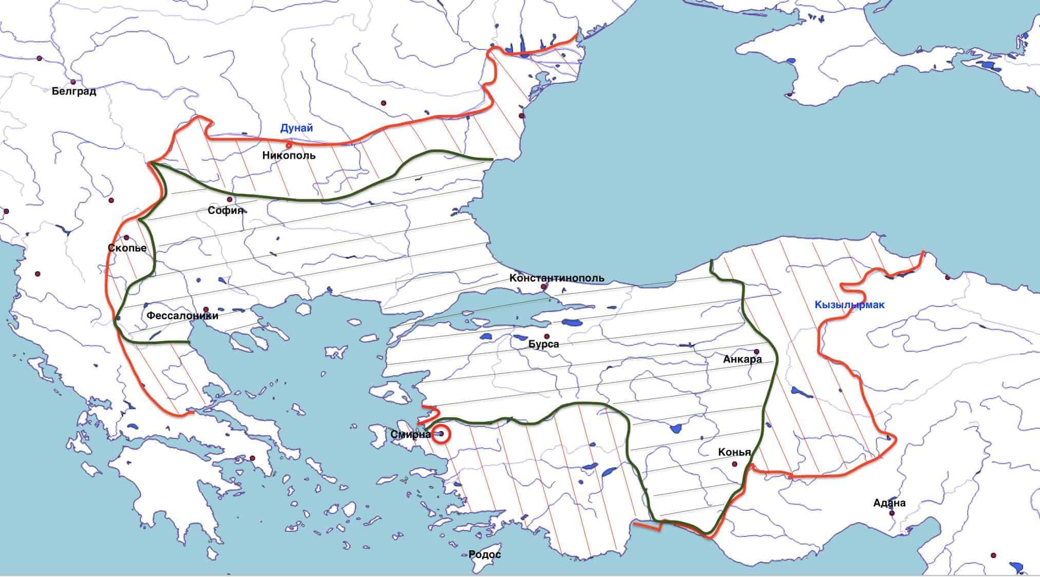 Ottoman empire in 1389 and in 1396